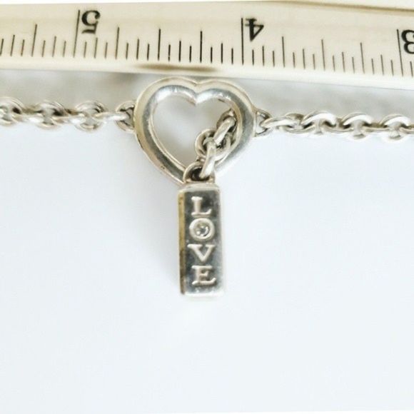 Diamond Bradford Exchange 925 Sterling Silver Charm Heart Bracelet 8" - Picture 10 of 14